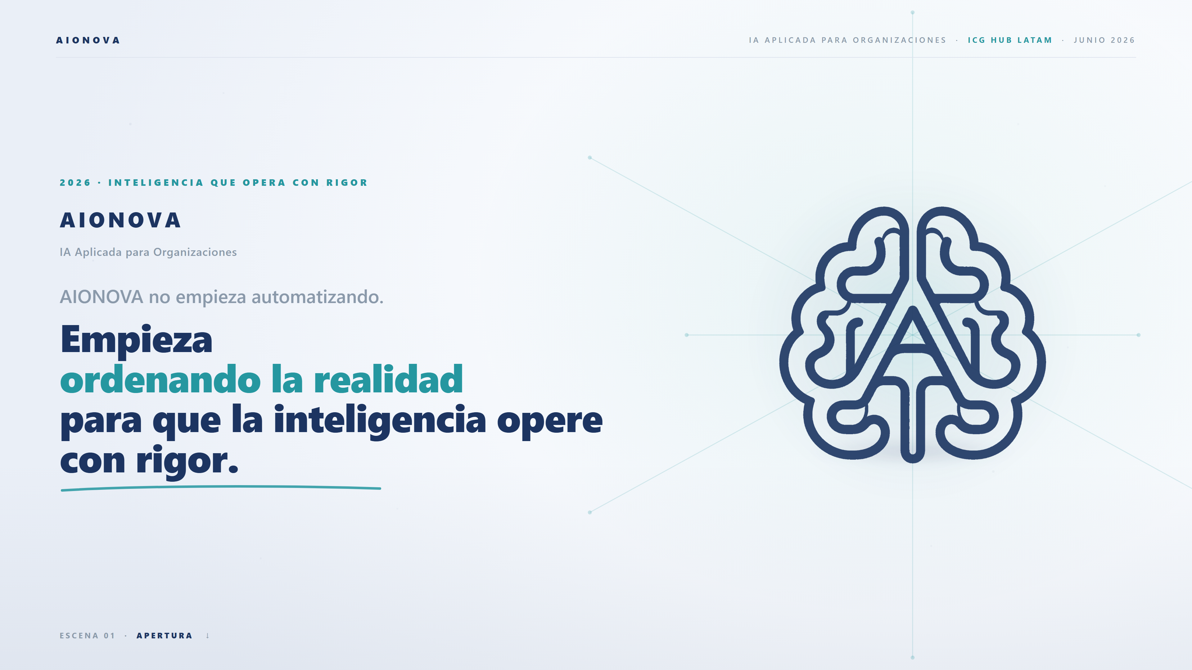 Portada AIONOVA para ICG con objeto cerebral y tesis editorial